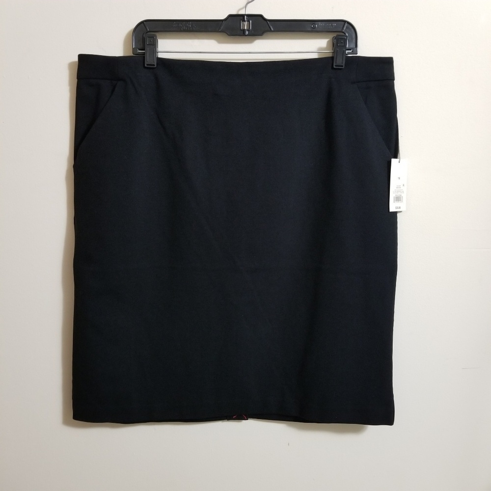 Black Midi Skirt Stretchy Warm